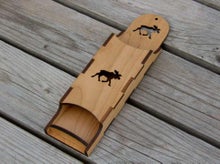 Veico wooden matchbox holder, moose pattern.
