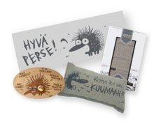 Cursing Hedgehog  gift set - sauna seat cover, thermometer & sauna pillow