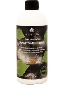 Emendo Liquorice-Menthol sauna scent in a 500 ml bottle.