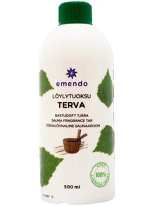 Emendo Tar sauna scent in a 500 ml bottle.
