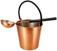 Saunia sauna set, copper-plated bucket and ladle.