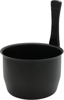 Saunia matte black sauna pail with wooden handle, 4.5 litres.