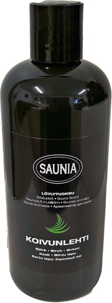 Saunia Birch Leaf sauna scent in a 500 ml bottle.