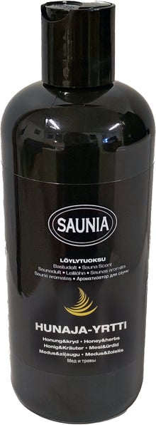Saunia Honey-Herbs sauna scent in a 500 ml bottle.