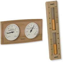 SAWO thermometer, hygrometer + hourglass, cedar