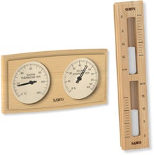 SAWO thermometer, hygrometer + hourglass, pine